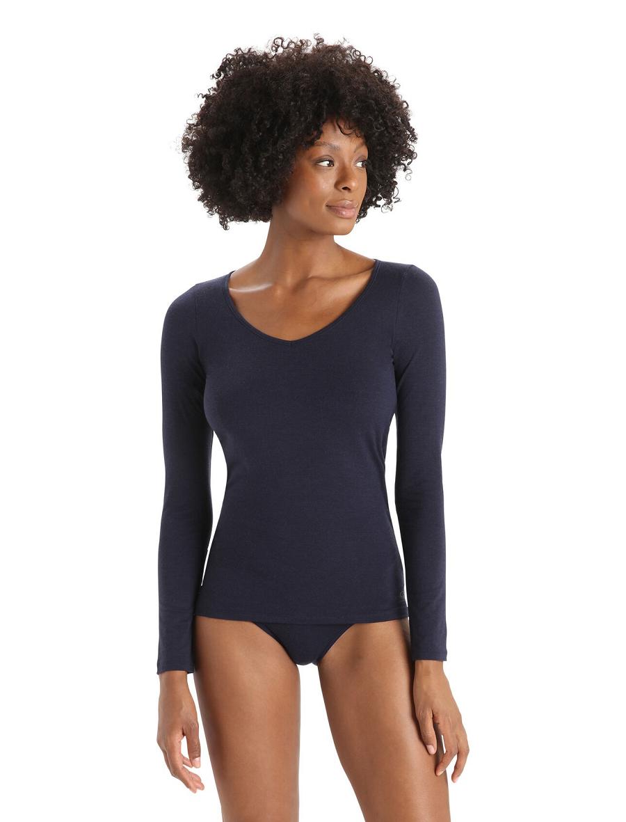 Bielizny Icebreaker Merino Siren Long Sleeve Sweetheart Top Damskie Granatowe | PL 1260RVDW